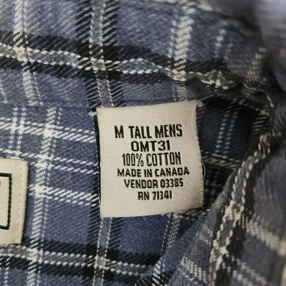LL BEAN Vintage Made in Canada Flannel Shirt – Men’s M Tall – Blue Plaid, Herita - Picture 6 of 11
